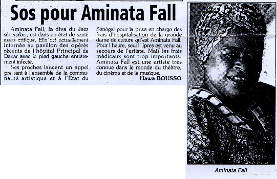 Article journal le Sud Quotidien de Dakar - SOS Aminata Fall du 3 août 2000