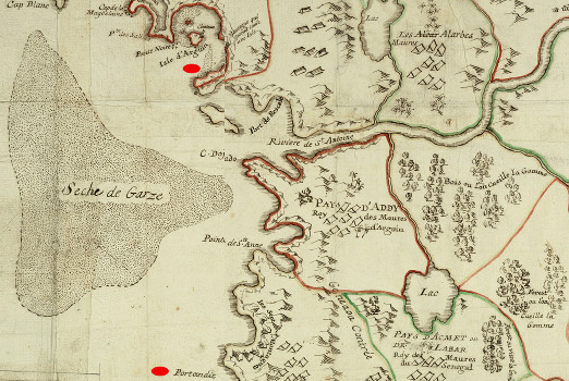 Carte Sénégal 1690 (source: Gallica - BNF)