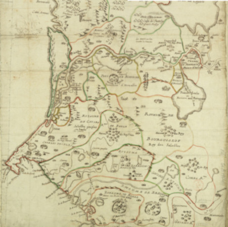 Carte de l' Afrique de l' ouest en 1690(source BnF)
