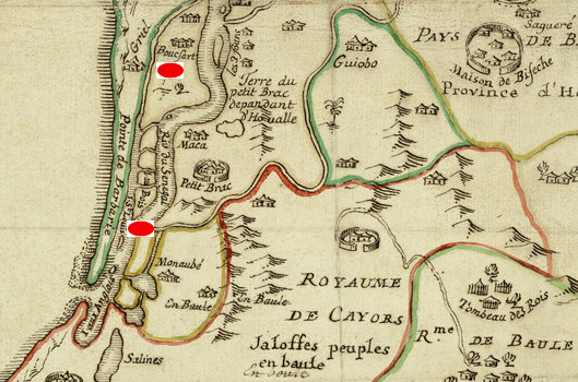 Carte 1690 du Sénégal (Source Gallica - BNF)