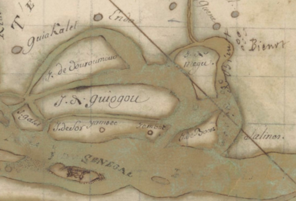 Extrait carte embouchure Sénégal 1720 de d'Anville