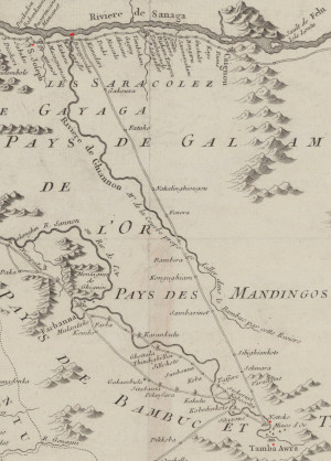Carte du Cours des Rivières de Falémé et Sanaga Dans les Pays de Bambuk et Tamba Awra.Levé sur les lieux par Mr. Compagnon(Gallica-BNF)