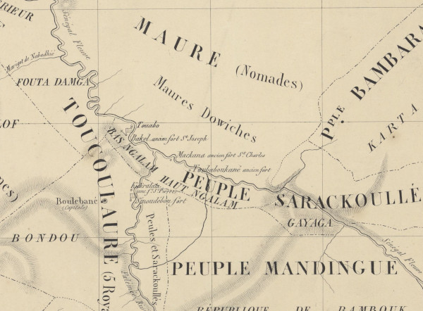 Carte des peuples du Sénégal, pour servir à l'intelligence de leur histoire rédigée en 1853 par D. Boilat
