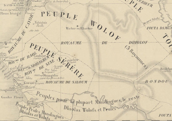 Carte des peuples du Sénégal, pour servir à l'intelligence de leur histoire rédigée en 1853 par D. Boilat