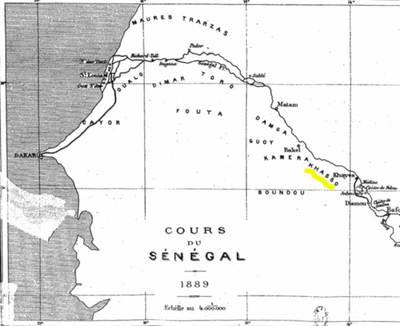 Carte - Cours du fleuve Sénégal en 1889