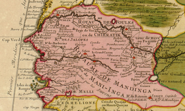Carte de la Sénégambie en 1707 par Guillaume Delisle
